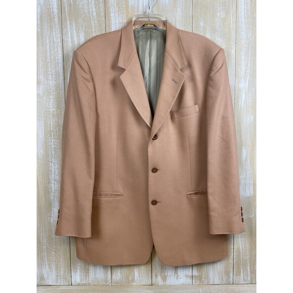 Vintage Pierre Cardin Blazer 42R Wool & Silk 3 Button Sports Coat Salmon Peach